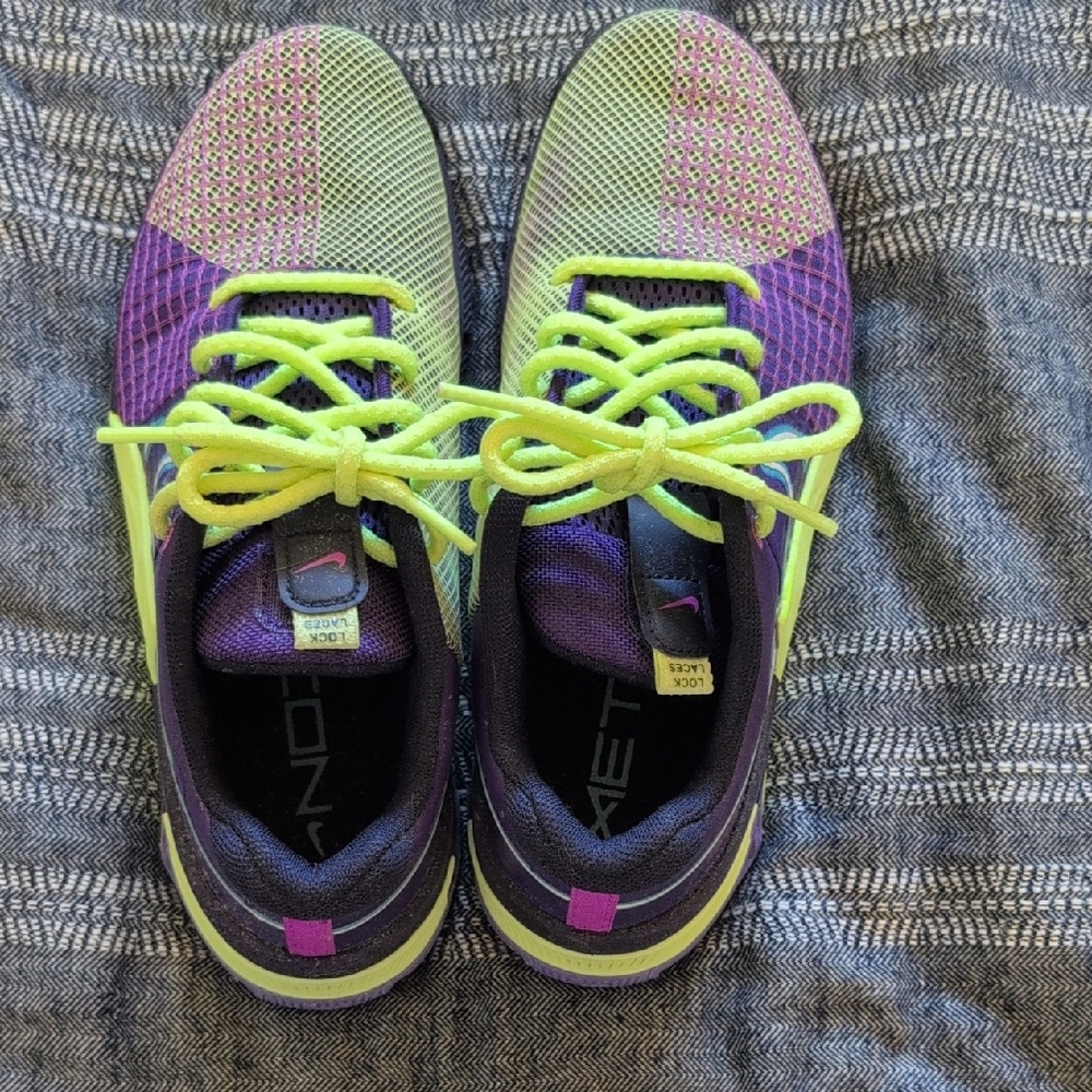 Nike Purple and Green Sneakers with Breathable Mesh